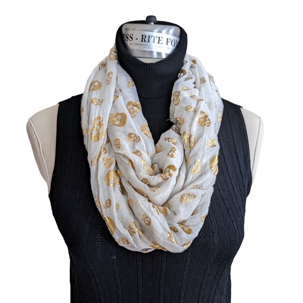 Gold Skull Infinity Scarf